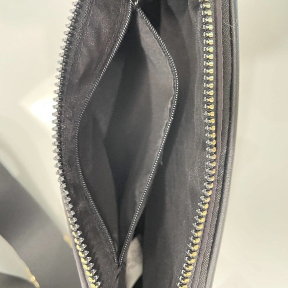 Convertible Crossbody Shoulder Black Nylon Fabric Small Zip Bag Gold Adjustable - Picture 11 of 16